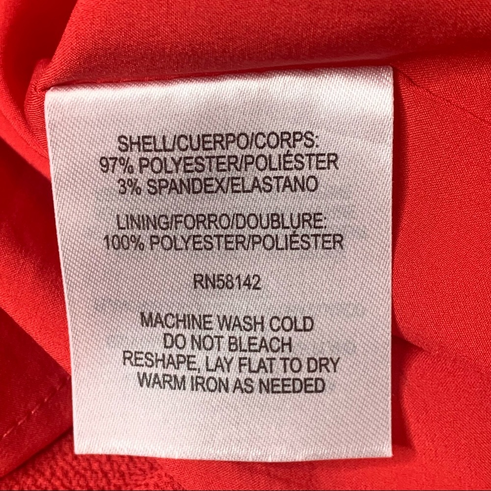 💥 SOLD💥Maggy London Ruffle Sleeve Mock Neck Red Cocktail Dress 10 - Picture 8 of 11